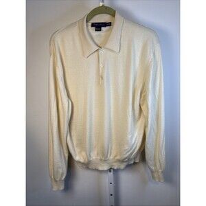 Ralph Lauren Purple Label Men's Cream100% Cashmere Sweater SzL $1295 Italy *READ